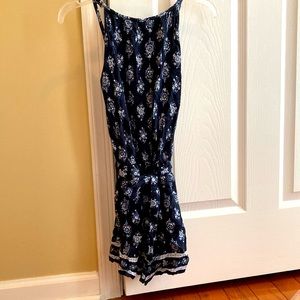 Abercrombie kids navy blue floral print romper. Very very gently worn.